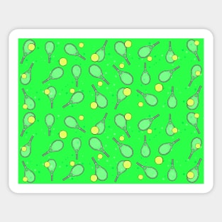 Tennis Seamless Pattern - Racket & Ball on Green Background Sticker